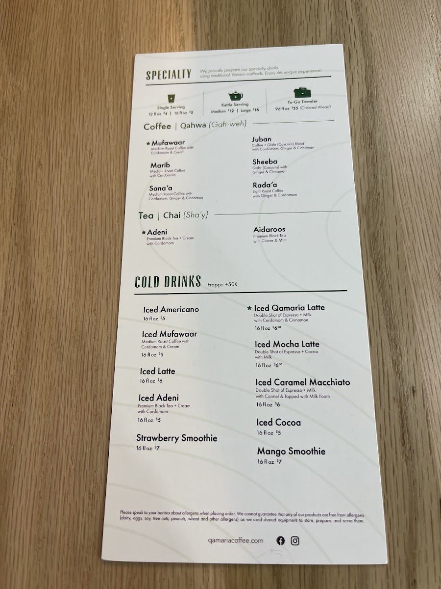 Menu Qamaria Yemeni Coffee Co.-10