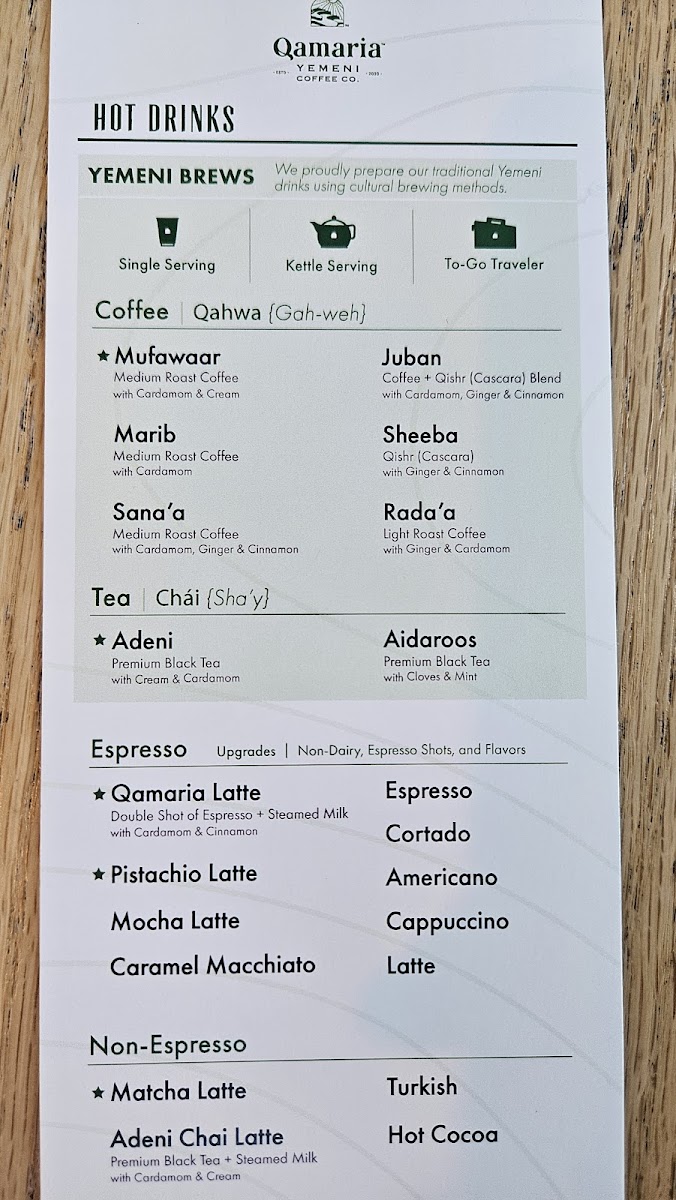 Menu Qamaria Yemeni Coffee Co.-2